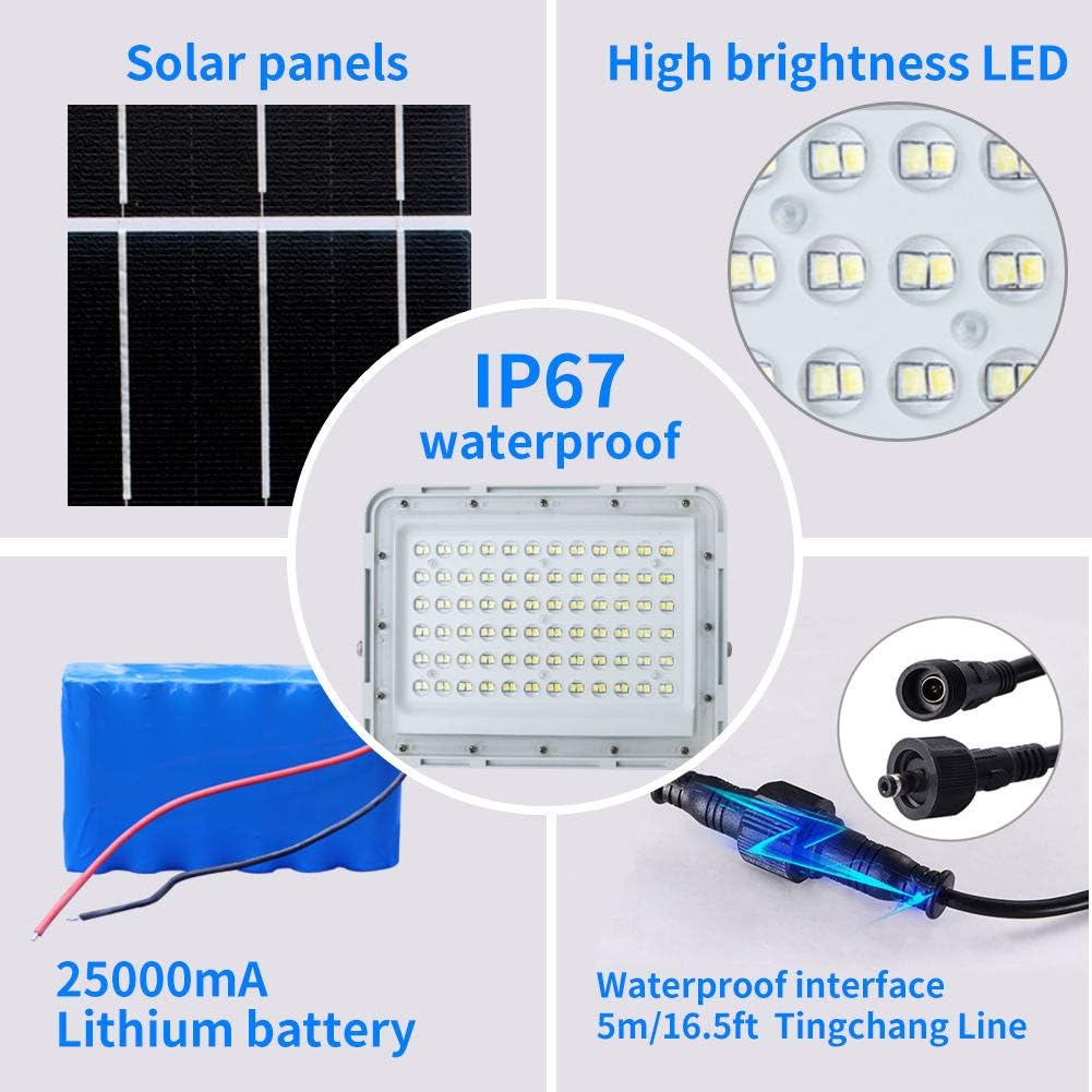 Panou Solar cu Proiector LED, Putere 100W, Rezistent la Apa, Control Prin Telecomada