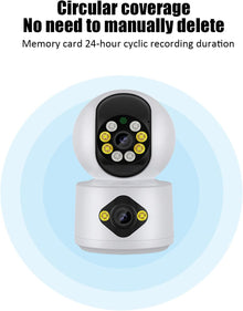 Camera De Supraveghere, Full HD, Conexiune WIFI, 2 Lentile, Senzor de Miscare, Cu Difuzor si Microfon, Rotire 360°