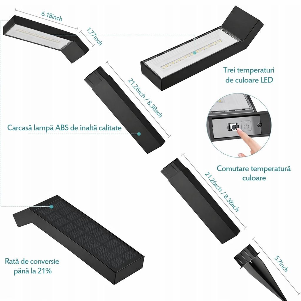 Lampa Solara LED Pentru Gradina – 200 Lumeni