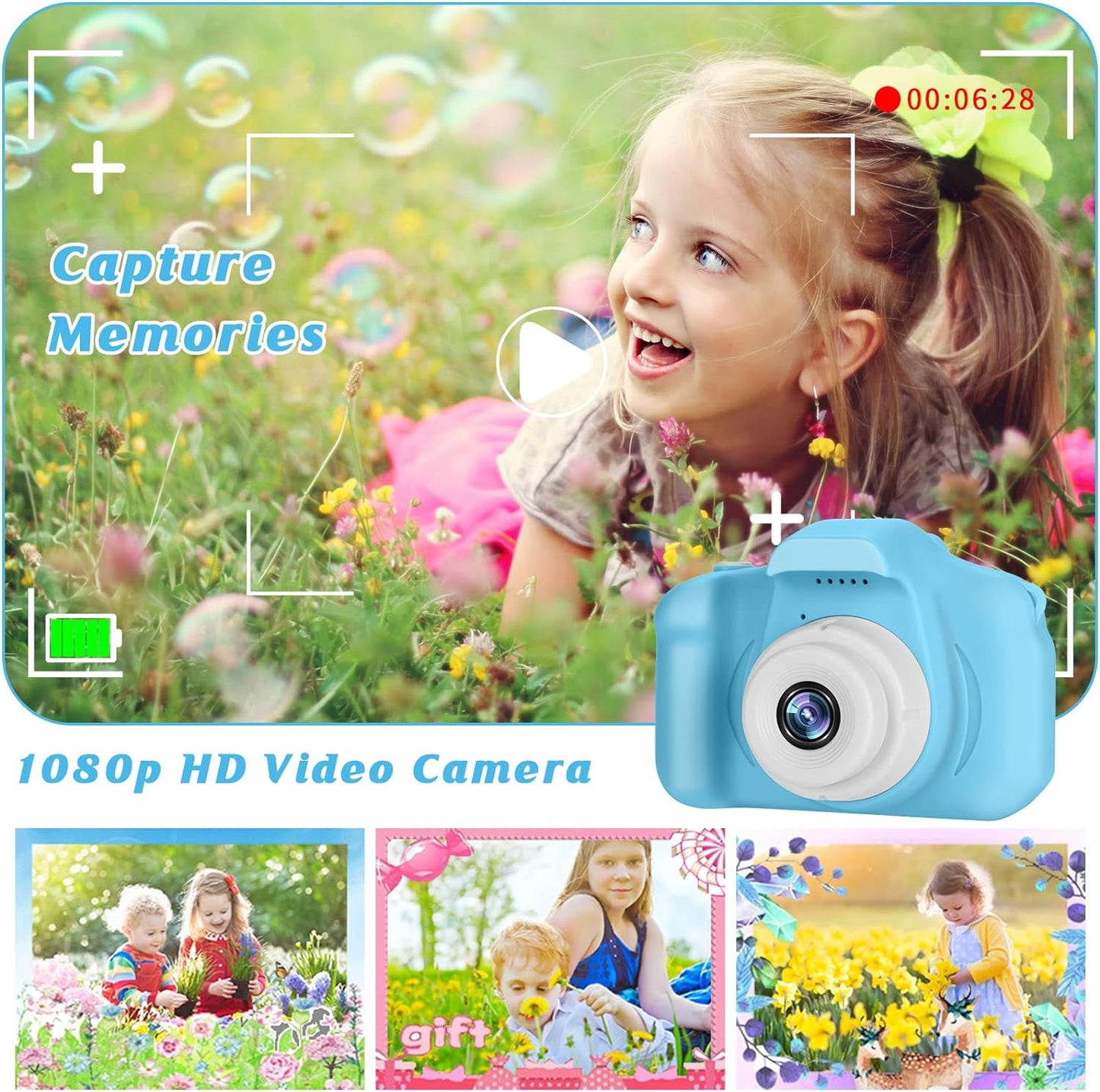Camera Foto Digitala Pentru Copii, Functie Foto/Video, 3 Jocuri Integrate + Card 128 MB, 1+1 CADOU