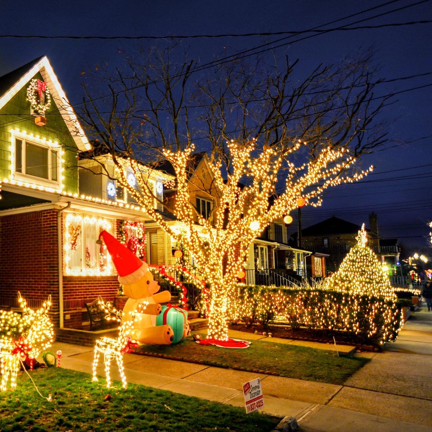 Instalatie De Craciun, Tip Sirag, Pentru Interior si Exterior, 8 Jocuri de Lumini, Alb Cald, 1000 LED, 80 m