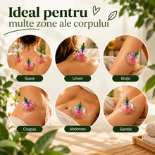 Set Terapeutic cu 12 Ventuze pentru Masaj cu Vacuum și Pompă Manuală -Relaxare, Îngrijire Corporală și Masaj Anticelulitic