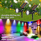 Spot LED cu Incarcare Solara, 7 LED-uri Puternice, Lumina Colorata, 7 Culori, Reglabil, Cu Suport de Fixare