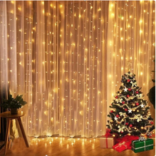 1+1 GRATIS: Instalatie de Craciun Tip Perdea Luminoasa LED, Alimentare USB, 8 Jocuri de Lumini, Rezistenta La Apa, Telecomanda Inclusa, Lungime 3 m x 3 m