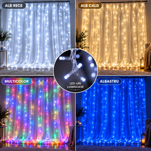 1+1 GRATIS: Instalatie de Craciun Tip Perdea Luminoasa LED, Alimentare USB, 8 Jocuri de Lumini, Rezistenta La Apa, Telecomanda Inclusa, Lungime 3 m x 3 m