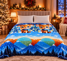 1+1 GRATIS : Patura Cocolino de Craciun, 200x230 cm, Extra Pufoasa si Călduroasa, Imprimeuri Festive cu Mos Craciun, Reni si Fulgi de Nea, 12 Modele Disponibile