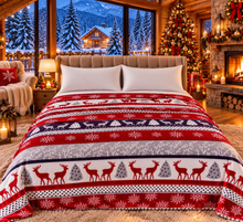 1+1 GRATIS : Patura Cocolino de Craciun, 200x230 cm, Extra Pufoasa si Călduroasa, Imprimeuri Festive cu Mos Craciun, Reni si Fulgi de Nea, 12 Modele Disponibile