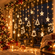 1+1 GRATIS : Perdea Luminoasa Craciun LED Cu Figurine Festive, 138 LED-uri, 8 Moduri, Interconectabila, Interior/Exterior