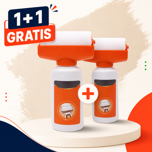1+1 GRATIS: Trafalet cu rezervor pentru vopsire pereti Paintora®, vopsea lavabila pe baza de apa inclusa, aplicare curata si rapida, reparatii si retusuri usoare, reutilizabil, alb, 500 ml