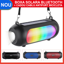 Boxa Conexiune Bluetooth, Radio FM, Cu Lanterna si Lumini RGB, Suport Card si USB + Cablu Antifurt Bicicleta CADOU