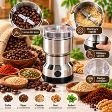 1+1 GRATIS: Rasnita Electrica pentru Cafea si Condimente, 150W, 14.500 RPM, Capacitate 50 g, Recipient Inox, 2 Lame Metalice