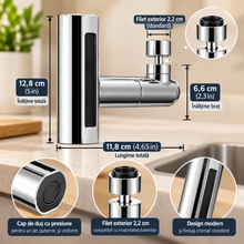Cap de Robinet Multifunctional cu 4 Moduri de Pulverizare, Rotire 360°, Inox, Montare Rapida