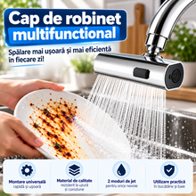 Cap de Robinet Multifunctional cu 4 Moduri de Pulverizare, Rotire 360°, Inox, Montare Rapida