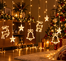 1+1 GRATIS : Perdea Luminoasa Craciun LED Cu Figurine Festive, 138 LED-uri, 8 Moduri, Interconectabila, Interior/Exterior