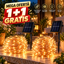 MEGA OFERTĂ 1+1 GRATIS – Instalatie Luminoasa Solara, Fir Flexibil din Cupru, Lumini LED Stralucitoare, Panou Solar, Ideala pentru Grădina, Terasa, Balcon si Decoratiuni Exterioare