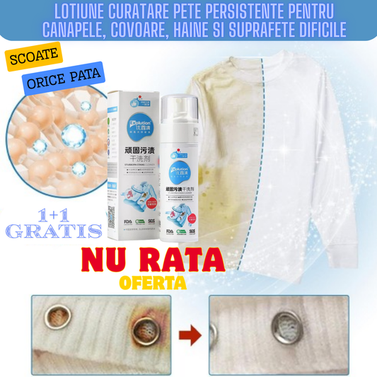 1+1 Gratis: Lotiune Curatare Pete Persistente Pentru Canapele, Covoare, Haine Si Suprafete Dificile