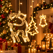 Perdea Luminoasa Craciun LED Cu Figurine Festive, 138 LED-uri, 8 Moduri, Interconectabila, Interior/Exterior