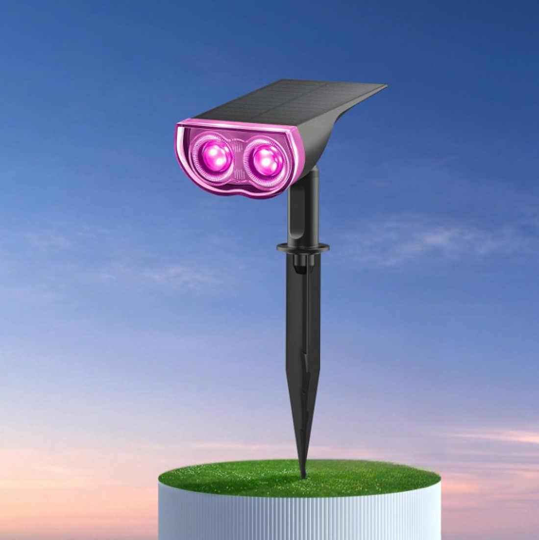 Lampa Solara RGB cu LED-uri Colorate, Panou Solar, Sistem de Prindere, 7 Culori, Pornire si  Oprire Automata