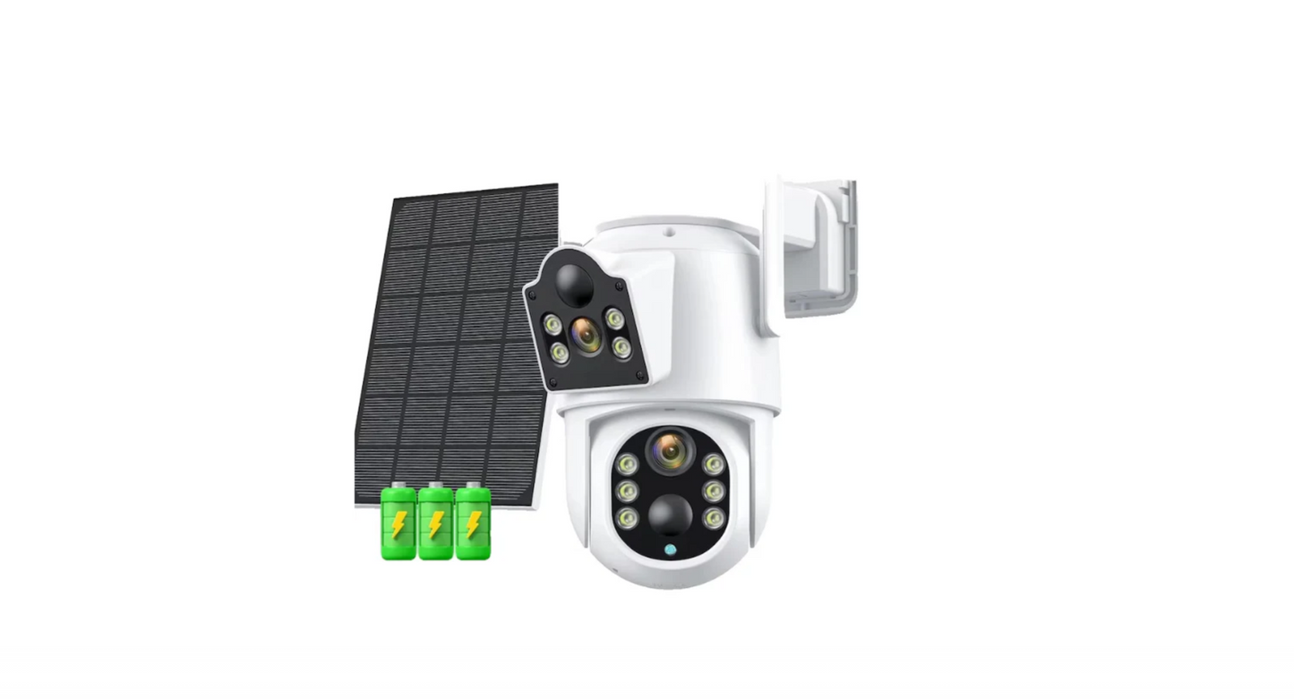 Camera de supraveghere JORTAN cu 2 lentile rotative, conexiune WiFi si INCARCARE SOLARA