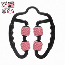 Aparat Manual Pentru Masaj Muscular, 5 Role, Brate, Umeri, Picioare, Solduri, Roz/Negru + 10 plasturi Kinoki CADOU