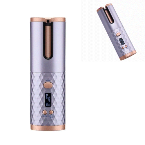 Ondulator Automat Fara Fir, Ceramic, Cu Afisaj LCD, Functie Power Bank, Temperatura Reglabila, Mov