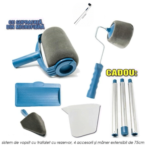 Set Trafaleti Cu Recipient Vopsea, Brat Extensibil si Accesorii Pentru Colturi
