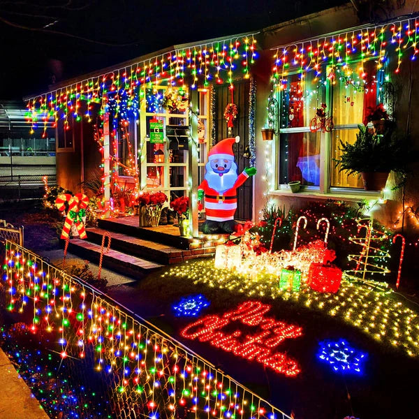 2+2 GRATIS: Instalatie de Craciun, Tip Turturi, 8 Jocuri de Lumini, Interior sau Exterior, 12m , Interconectabila