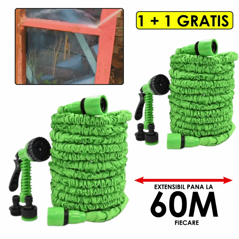 1+1 GRATIS Furtun De Gradina Expert Garden Extensibil Si Rezistent 2 x 60M