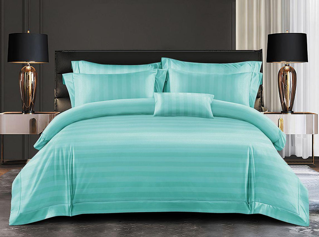 Lenjerie de Pat Dublu, Din Material Premium Damasc Hotelier Lux, 6 Piese