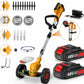 Motocoasa Electrica Profesionala Cu Roti Cu 2 Acumulatori 48V, 4000mAh, 1800 RPM 3 Tipuri De Lame Putere Mare Reglabila Si Portabila