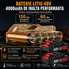 Motocoasa Electrica Profesionala Cu Roti Cu 2 Acumulatori 48V, 4000mAh, 1800 RPM 3 Tipuri De Lame Putere Mare Reglabila Si Portabila