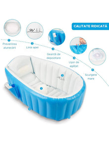 PACHET PROMO:  Piscina Gonflabila Premium 115x 82x 33 cm + Cadita Gonflabila Bebelusi 0–36 luni + Pompa Electrica+Ventilator Arctic Cool