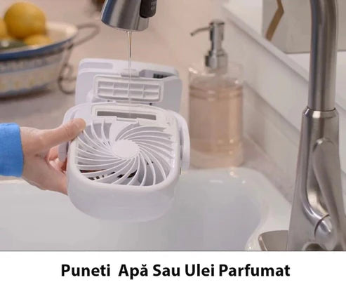 1+1 GRATIS: Mini Racitor Portabil Cu Apa Si Gheta Arctic Cool 360° Ideal Pentru Cort, Carucior Bebe