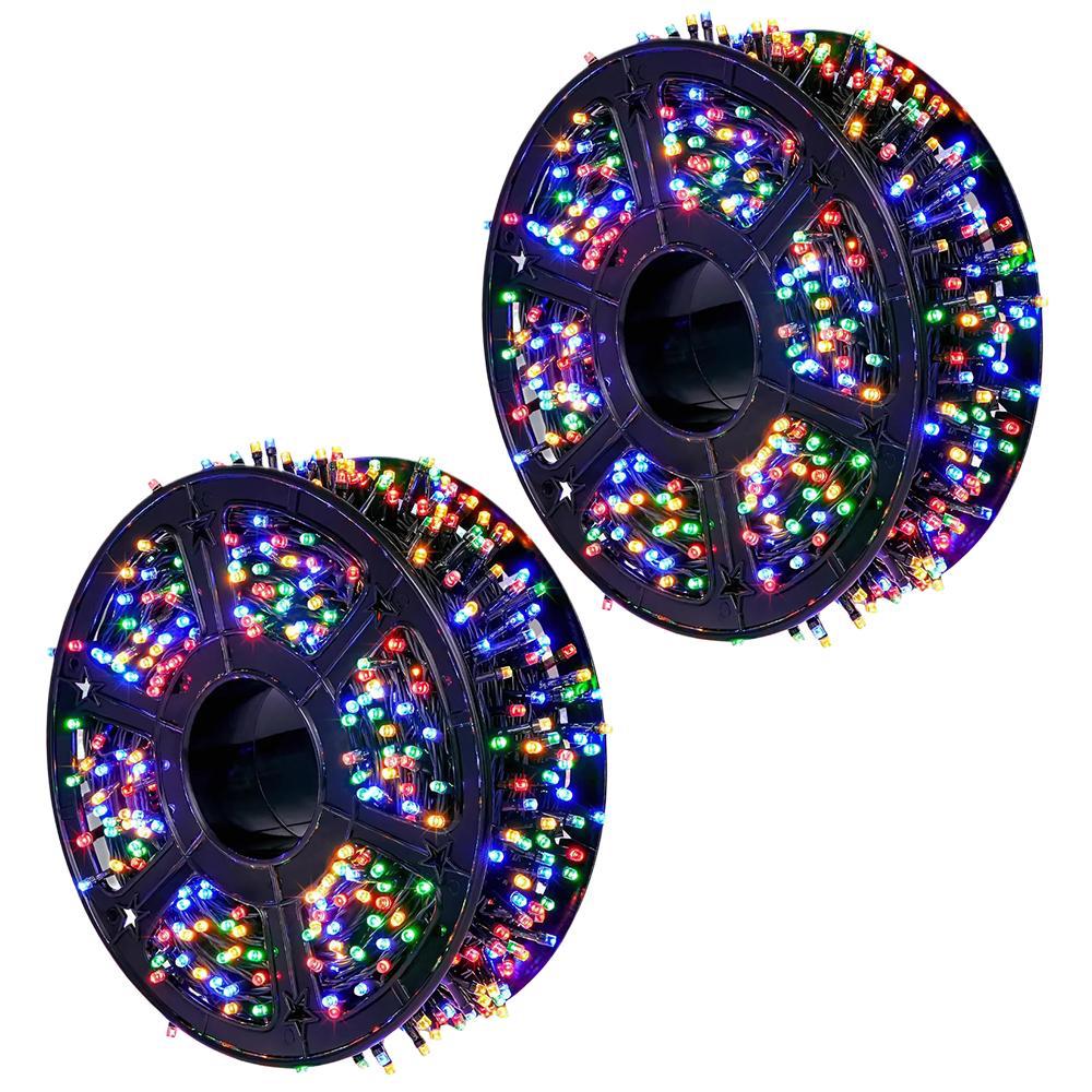 1+1 GRATIS: Instalatie De Craciun, Tip Rola, Cu 1000 LED-uri Mari, Interior sau Exterior, Rezistenta La Vreme Rea, 100 m, Multicolor