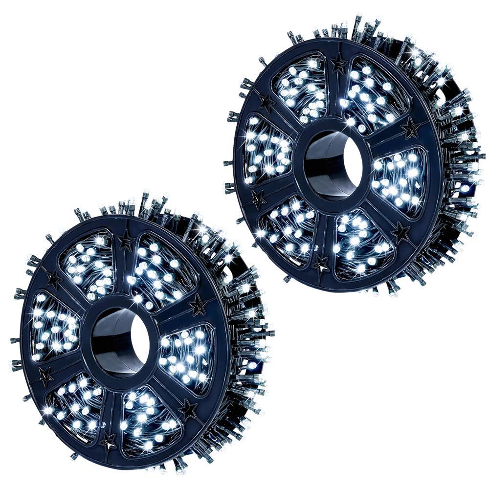 1+1 GRATIS:  Instalatie De Craciun, Tip Rola, Cu 1000 LED-uri Mari, Interior sau Exterior, Rezistenta La Vreme Rea, 100 m,Alb Rece