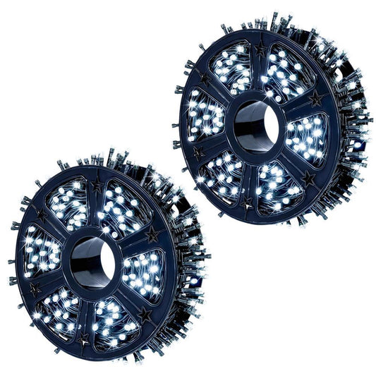 1+1 GRATIS:  Instalatie De Craciun, Tip Rola, Cu 1000 LED-uri Mari, Interior sau Exterior, Rezistenta La Vreme Rea, 100 m,Alb Rece
