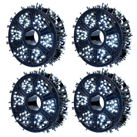 2+2 GRATIS: Instalatie De Craciun, Tip Rola, Cu 1000 LED-uri Mari, Interior sau Exterior, Rezistenta La Vreme Rea, 100 m, Alb Rece