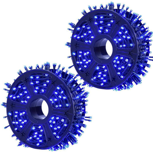 1+1 GRATIS: Instalatie De Craciun, Tip Rola, Cu 1000 LED-uri Mari, Interior sau Exterior, Rezistenta La Vreme Rea, 100 m, Albastru Regal