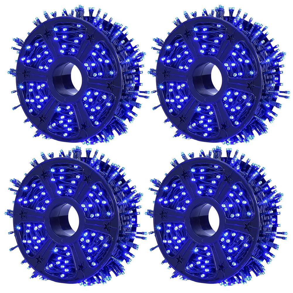 2+2 GRATIS: Instalatie De Craciun, Tip Rola, Cu 1000 LED-uri Mari, Interior sau Exterior, Rezistenta La Vreme Rea, 100 m, Albastru Regal