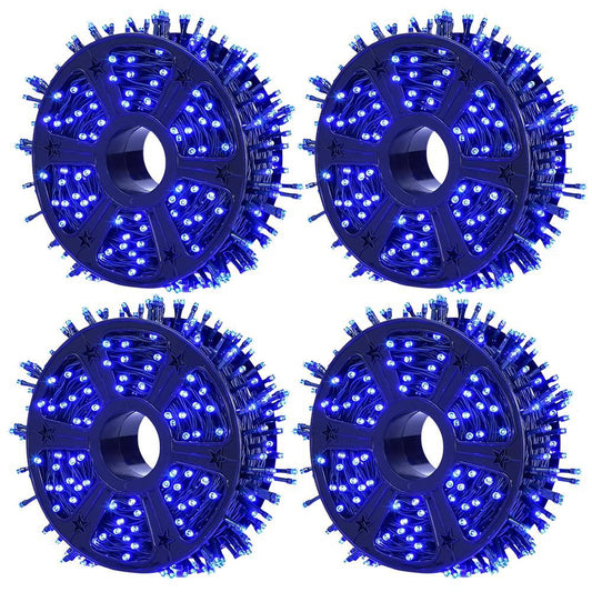 2+2 GRATIS: Instalatie De Craciun, Tip Rola, Cu 1000 LED-uri Mari, Interior sau Exterior, Rezistenta La Vreme Rea, 100 m, Albastru Regal