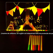 Tabla Luminoasa De Desenat LED Cu Laveta De Curatare + 7 Markere Color Neon Cadou