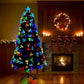 Brad Artificial De Craciun, Cu Fibra Optica si LED-uri Integrate, Multicolor, Aspect Nins + Steluta LED Inclusa