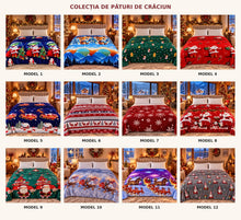 1+1 GRATIS : Patura Cocolino de Craciun, 200x230 cm, Extra Pufoasa si Călduroasa, Imprimeuri Festive cu Mos Craciun, Reni si Fulgi de Nea, 12 Modele Disponibile