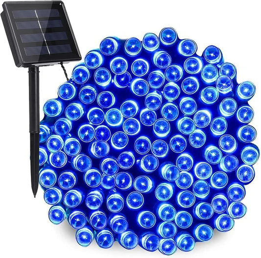 1+1 GRATIS Instalatie De Craciun, Cu Incarcare Solara, 1200 LED-uri Mari, Albastru, 120 m Lungime