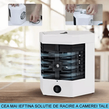 1+1 GRATIS: Mini Aer-Conditionat Portabil, 2 Moduri De Functionare, Putere 10W, Incarcare USB
