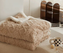 Patura Cocolino Groasa Dubla, Super Soft, Tip Tricotaj, cu Blanita, 200 x 230 cm