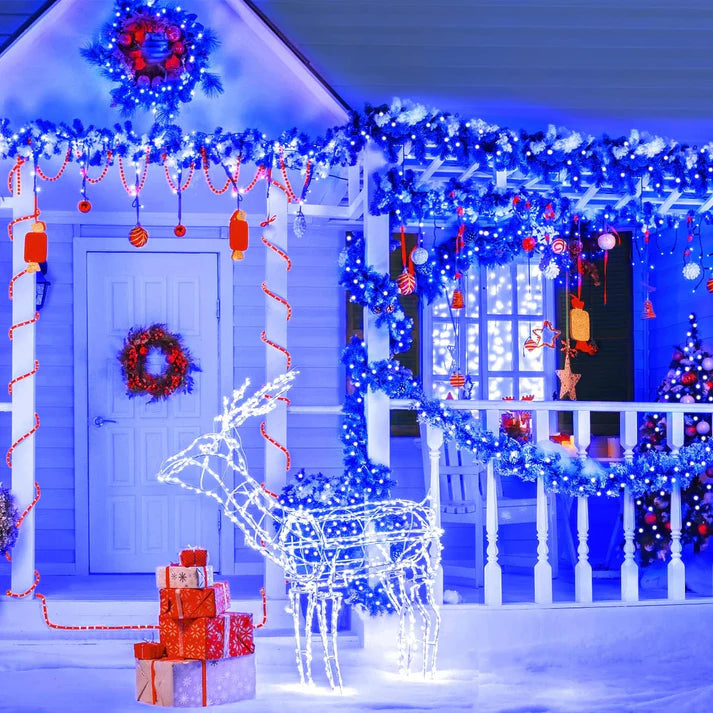 5+5 GRATIS: Instalatie De Craciun, Tip Rola, Cu 1000 LED-uri Mari, Interior sau Exterior, Rezistenta La Vreme Rea, 100 m, Albastru + Transport GRATUIT