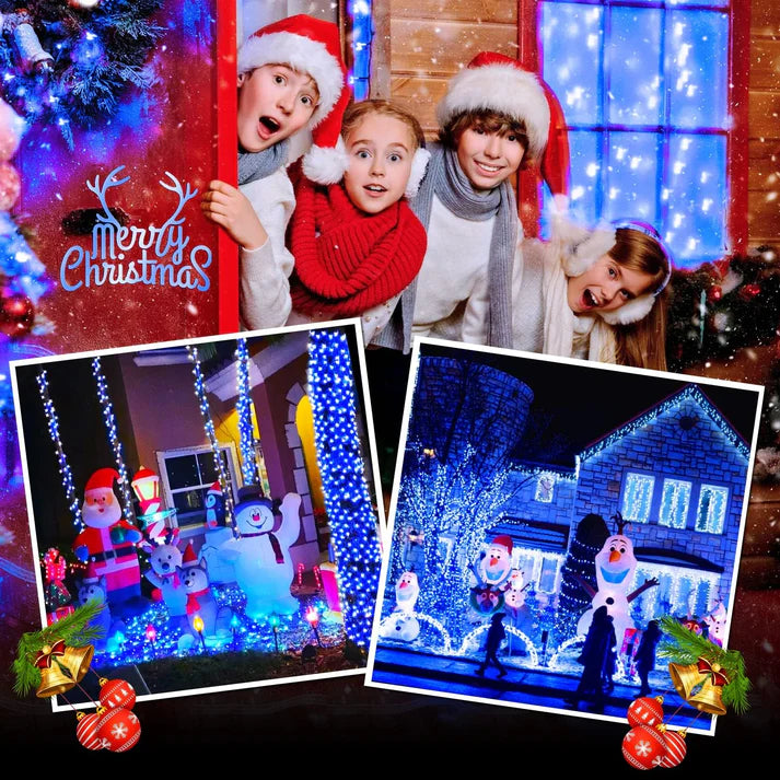 5+5 GRATIS: Instalatie De Craciun, Tip Rola, Cu 500 LED-uri Mari, Interior sau Exterior, Rezistenta La Vreme Rea, 50 m, Albastru Regal