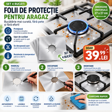 Set 4 Folii de Protecție Reutilizabile pentru Aragaz, Antiaderente, 27 × 27 cm