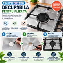 Set 4 Folii de Protecție Reutilizabile pentru Aragaz, Antiaderente, 27 × 27 cm